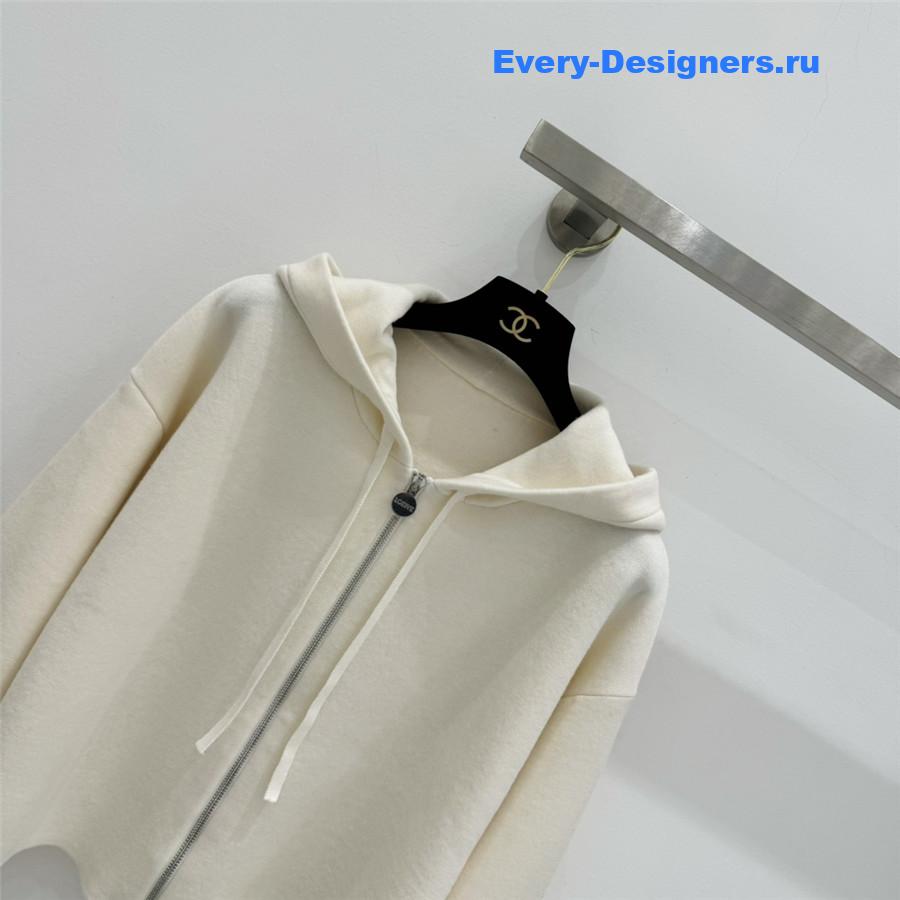 L0ew* embossed logo hooded cardigan