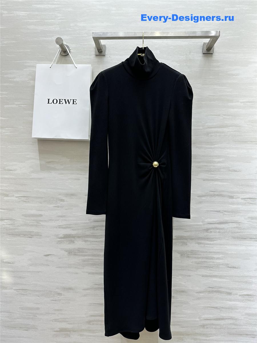 L0ew* high collar plush maxi dress