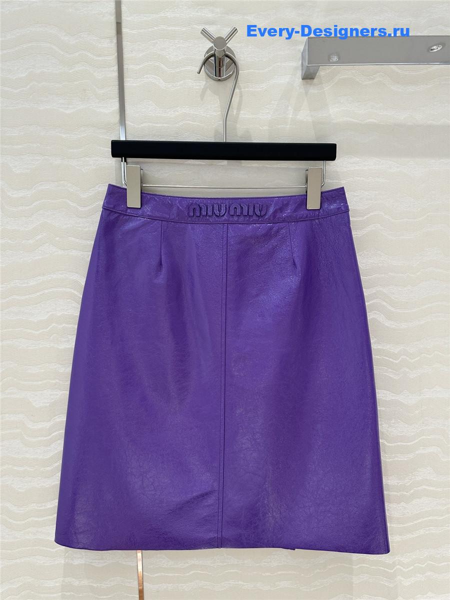 M1um1u patent leather midi skirt
