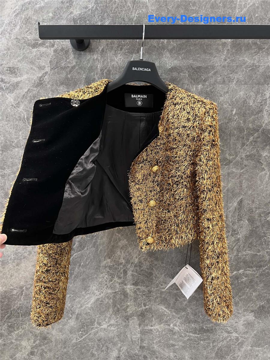 Balmain Gold Button Short Jacket