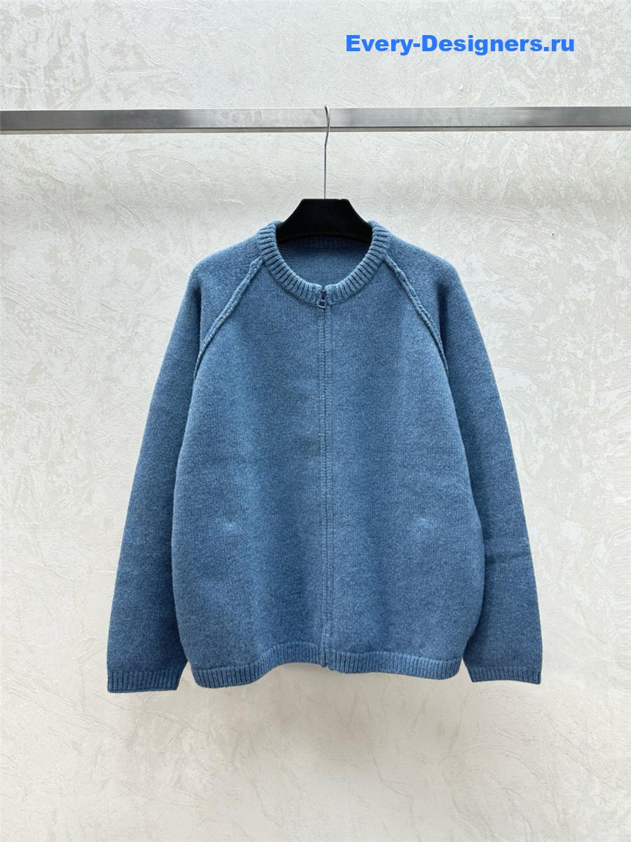 D10r oversize crewneck zip-up cardigan in blue
