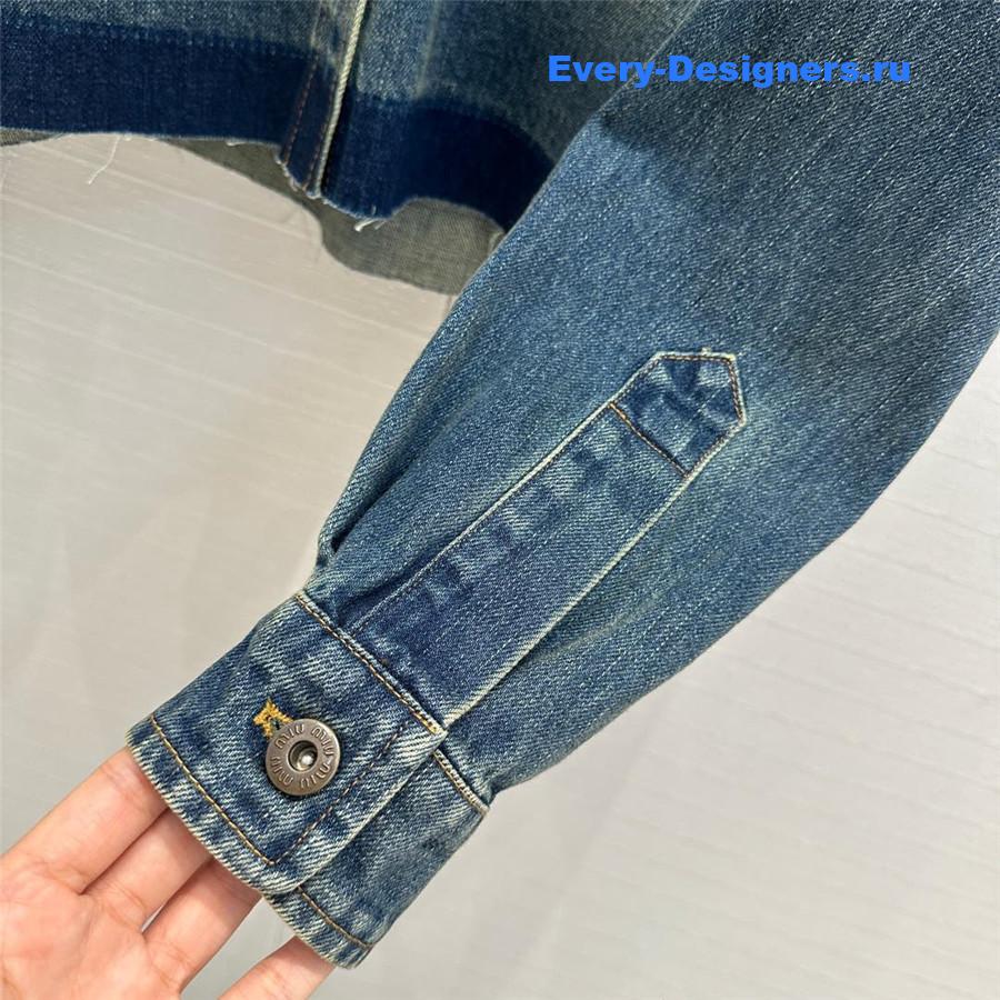 M1um1u color-block washed denim shirt