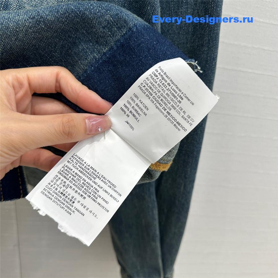 M1um1u color-block washed denim shirt