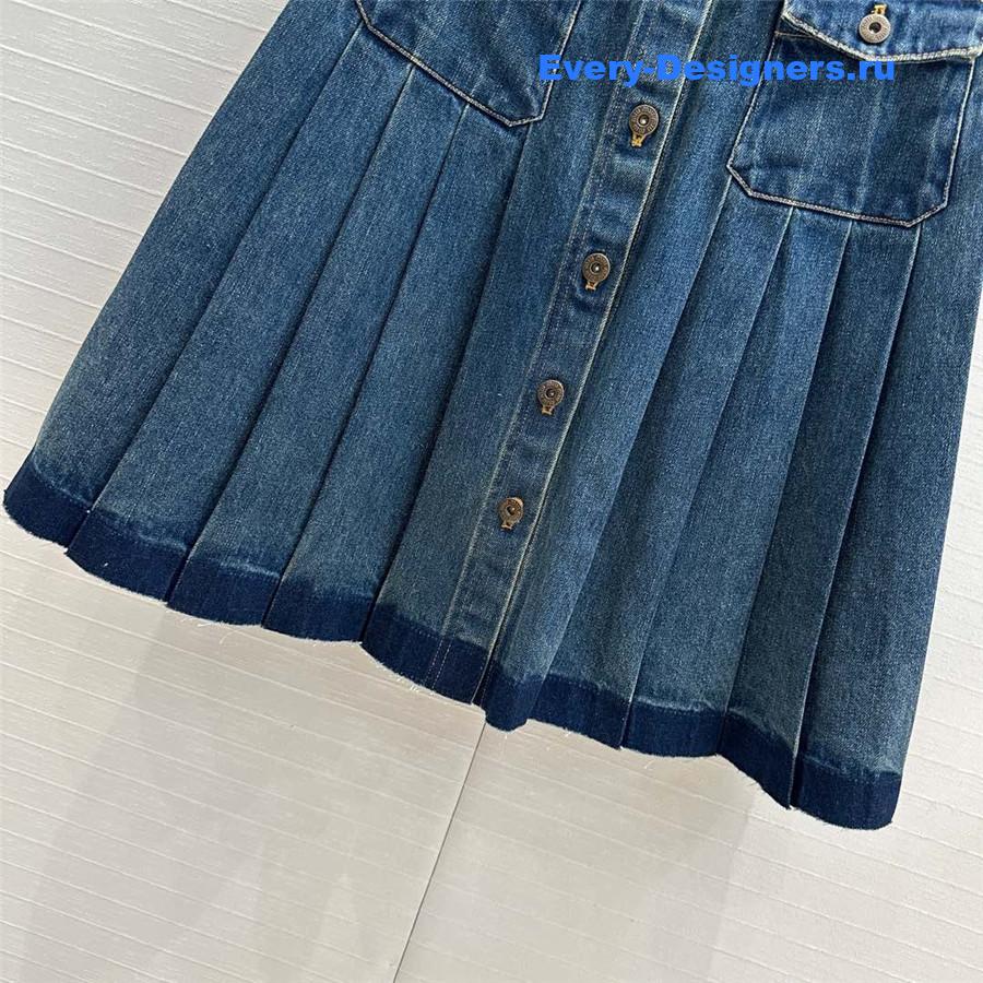 M1um1u denim pleated long skirt