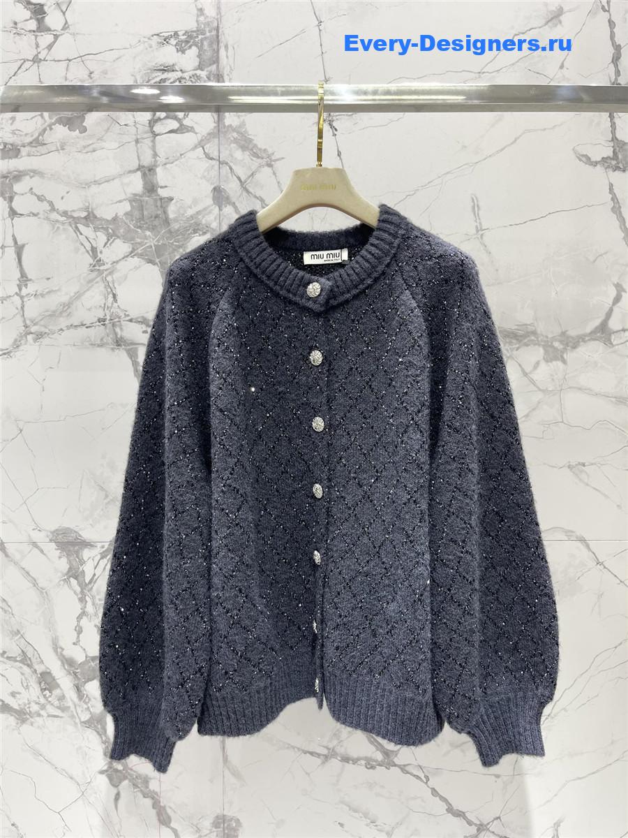 m1um1u D1am0nd sequin knitted cardigan