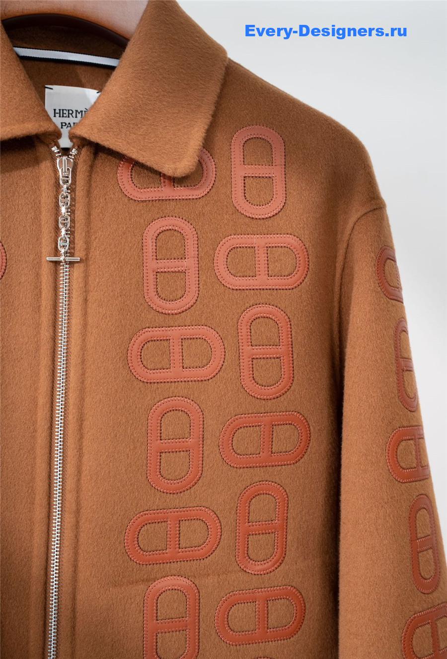 H**me5 embroidered mixed leather jacket