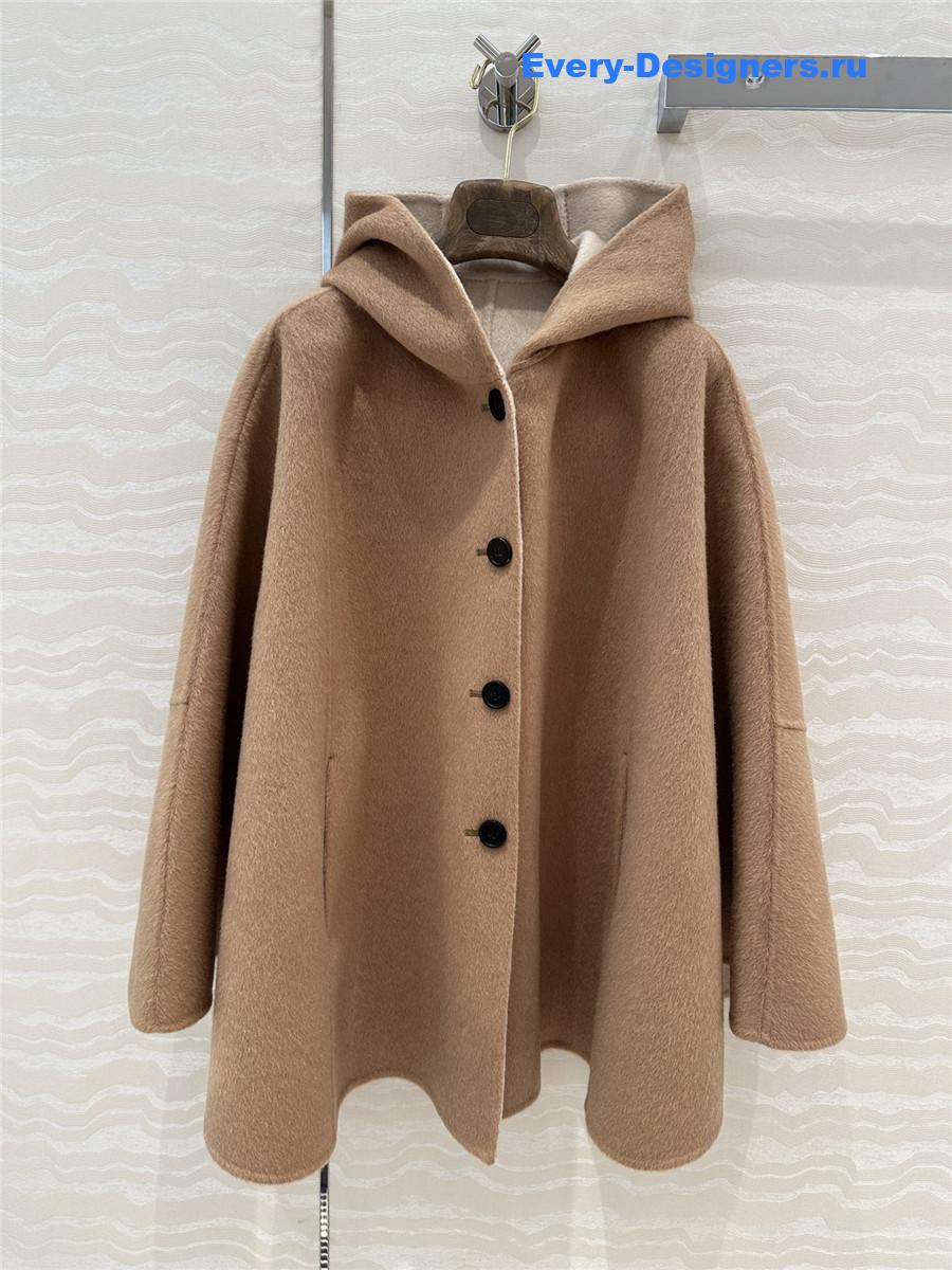 L0r0 P1ana brown hooded cashmere cape