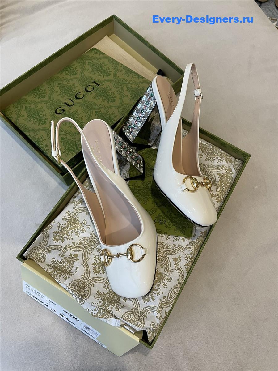 Gvc*1 horsebit leather slingback pumps