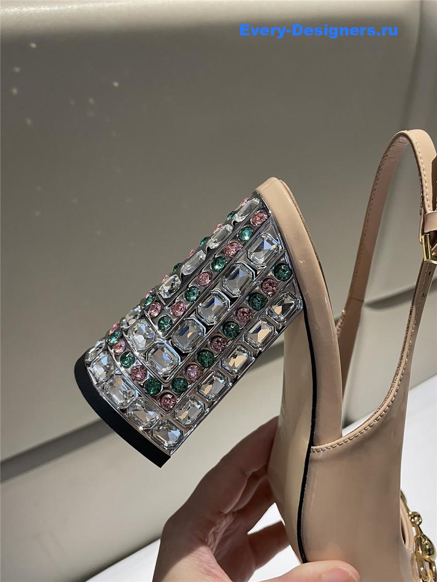 Gvc*1 horsebit beige leather slingback pumps