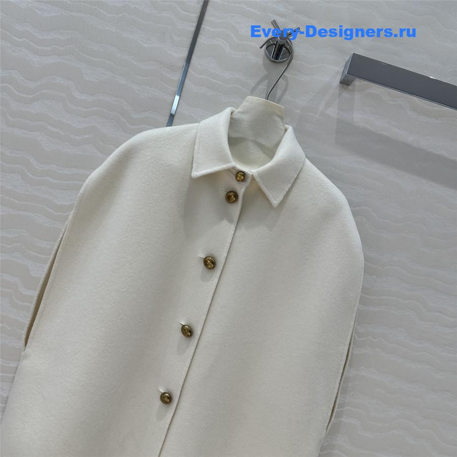 D10r women’s cashmere cape coat in white