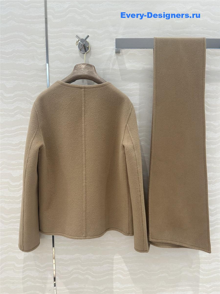 L0r0 P1ana brown v-neck cashmere coat