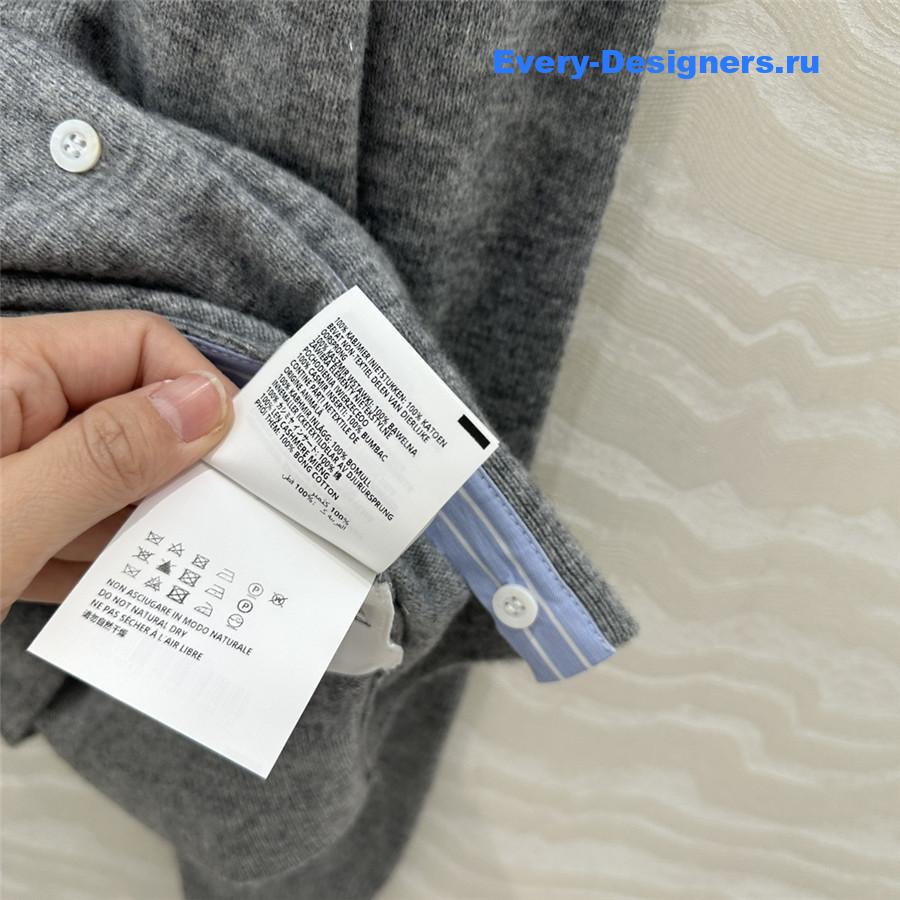 Miu Miu Cashmere Polo Collar Cardigan Gray