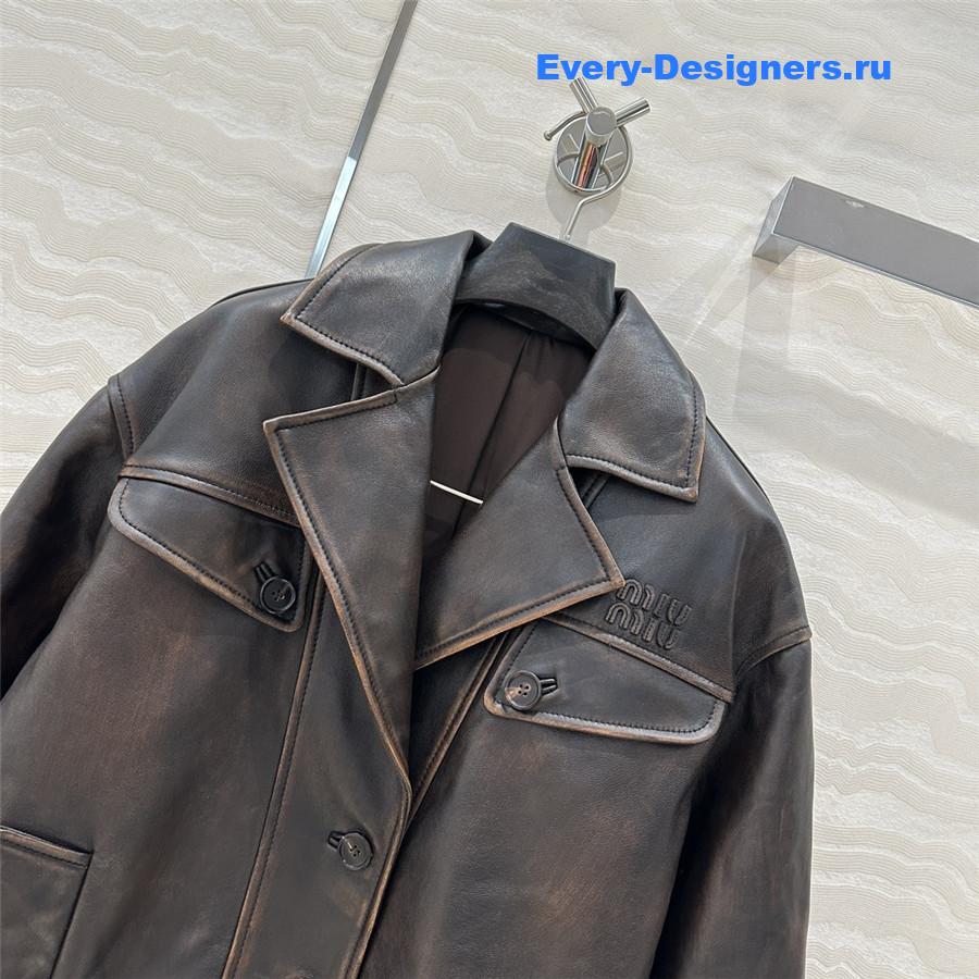 Miu Miu Women’s Lambskin Biker Coat