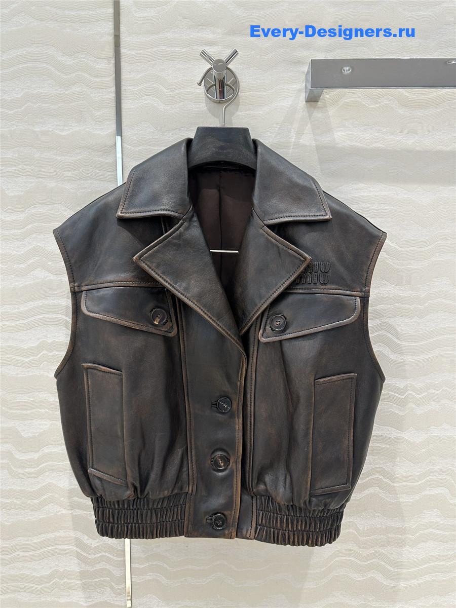 Miu Miu Women’s Lambskin Biker Vest