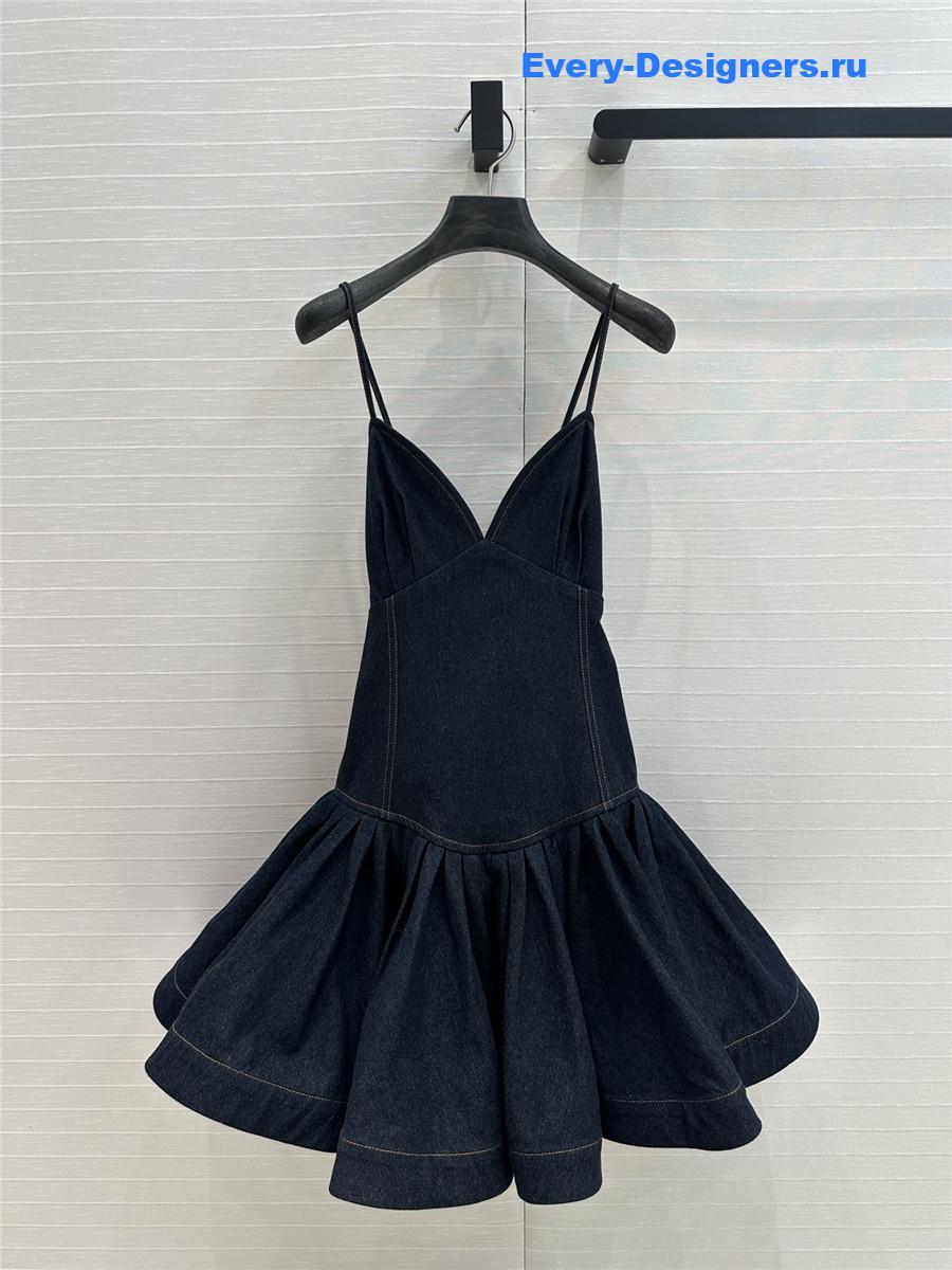 Zimm Crush Gathered Denim Mini Dress