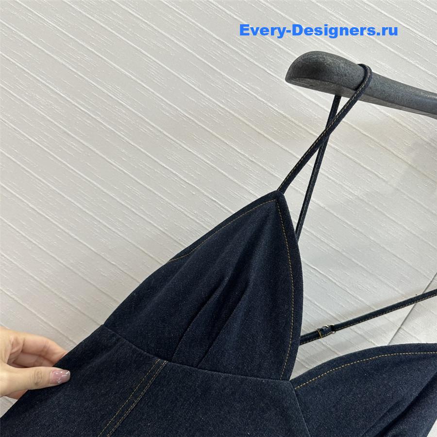 Zimm Crush Gathered Denim Mini Dress