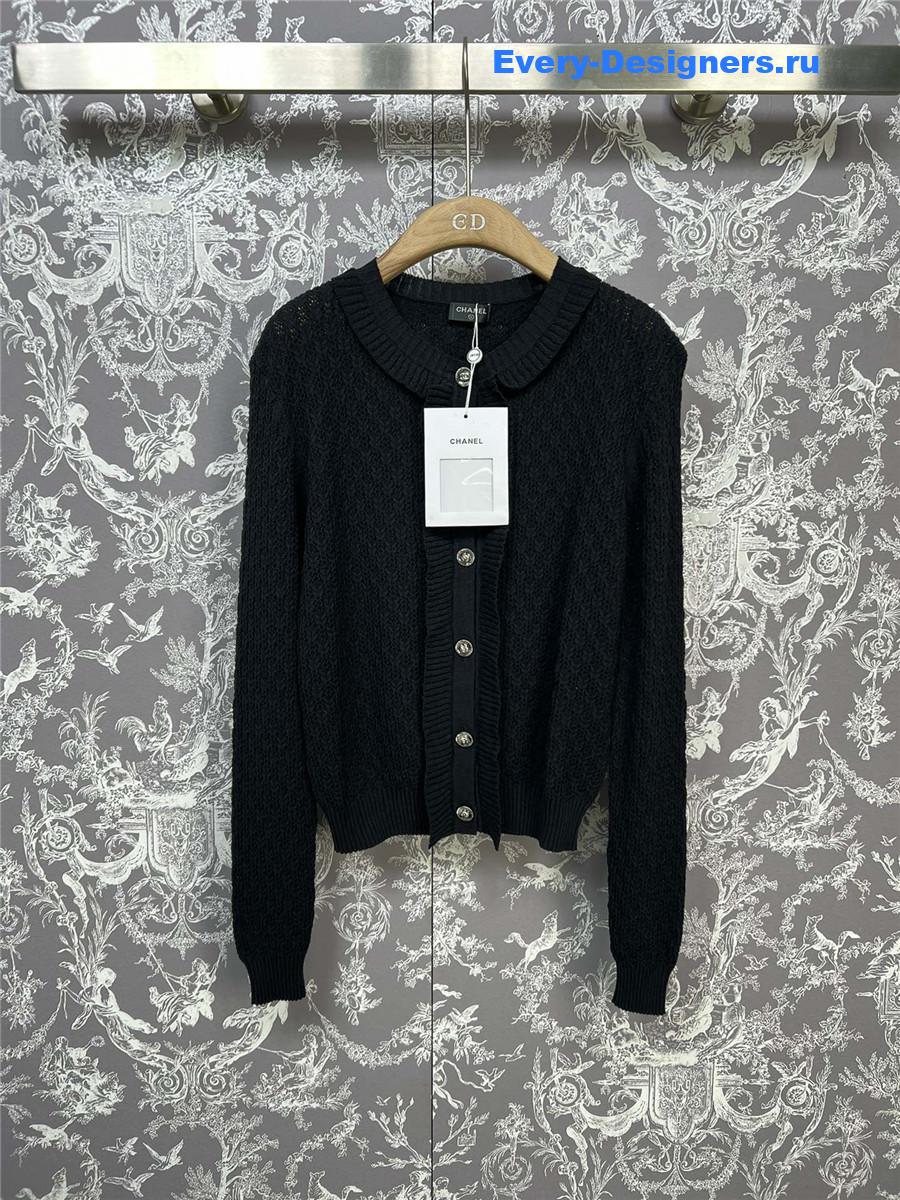 Ch**el black lace knit cardigan