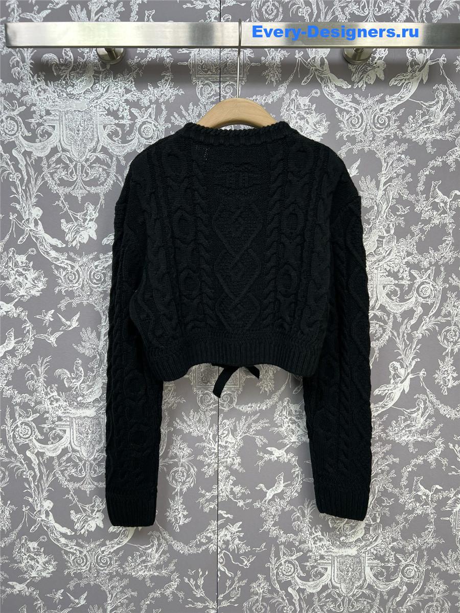 Ch**el patchwork knitted short cardigan in black