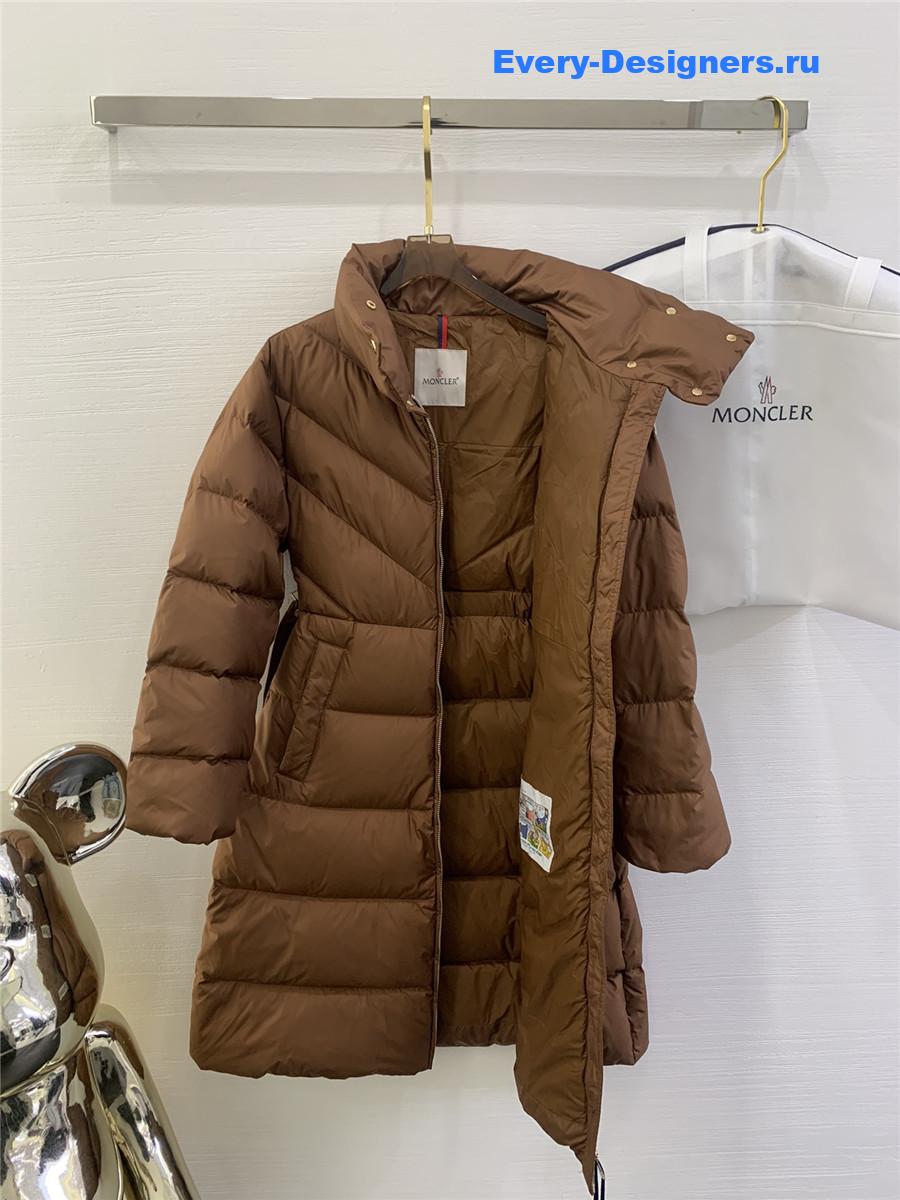 Moncler Women Brou Belted Down Coat in Beige