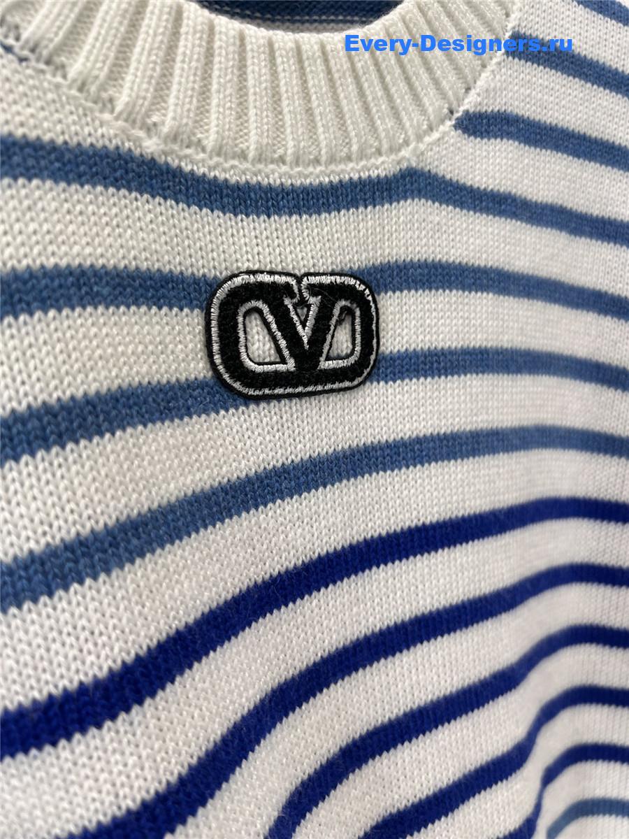 Va1e*ntin0 striped knitted long sleeve sweater
