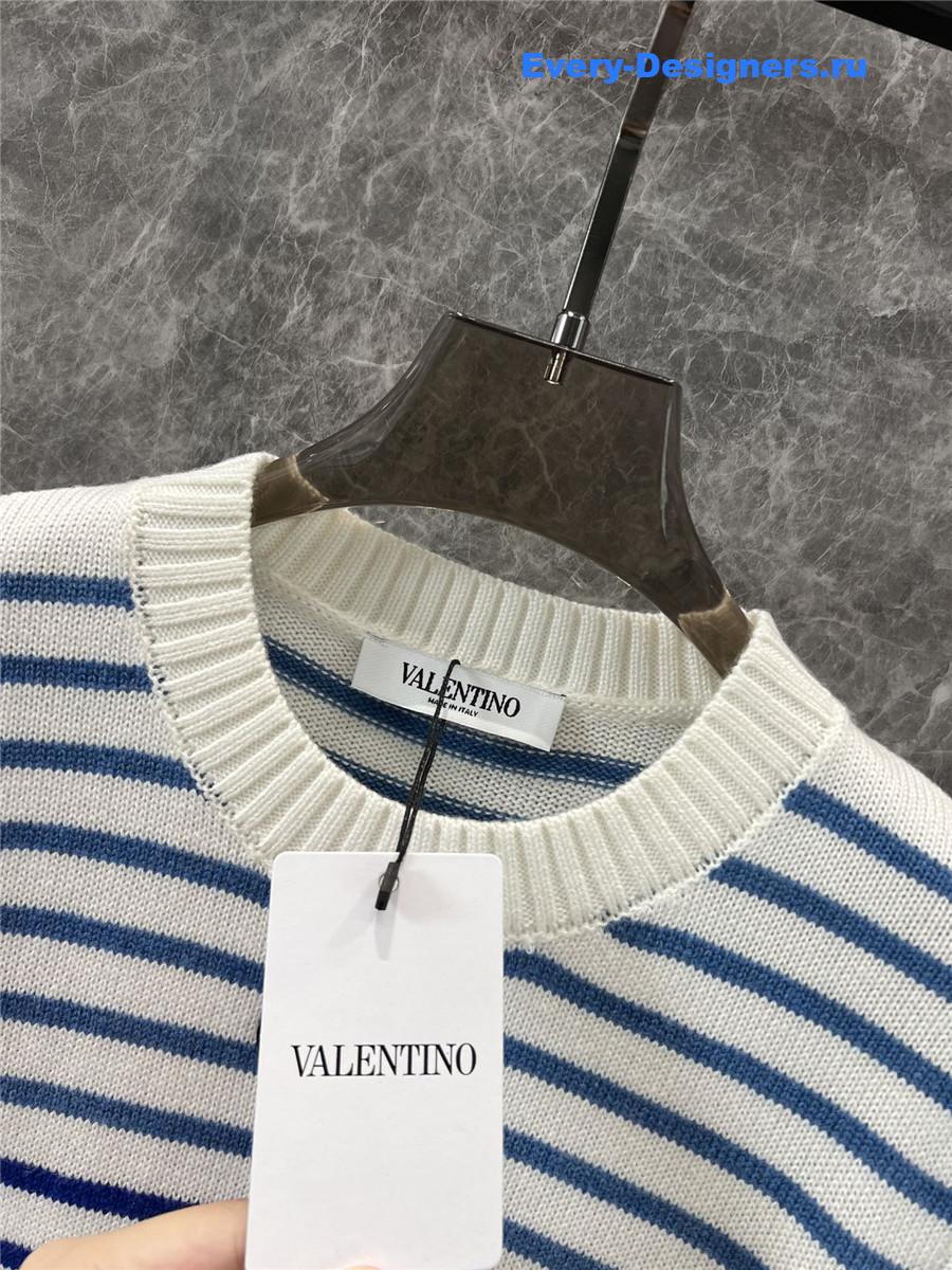 Va1e*ntin0 striped knitted long sleeve sweater