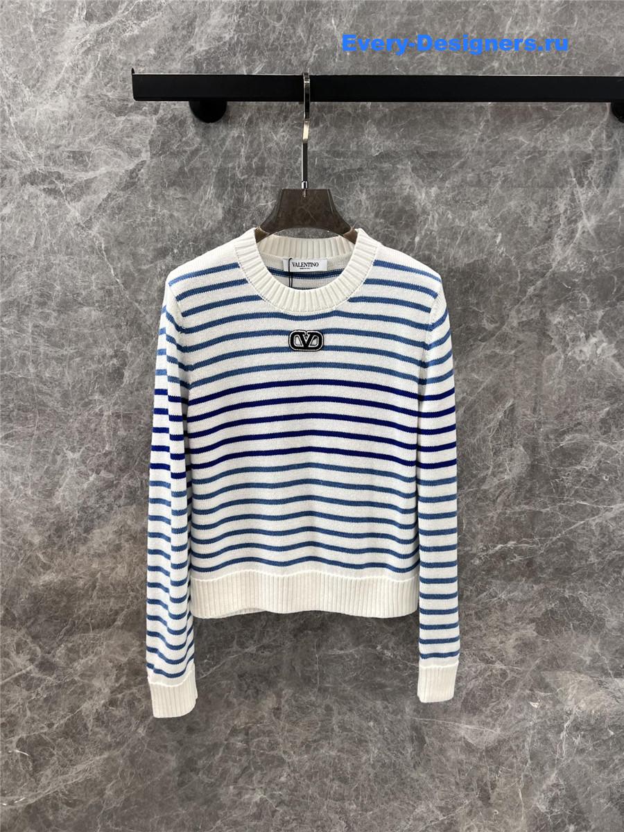 Va1e*ntin0 striped knitted long sleeve sweater