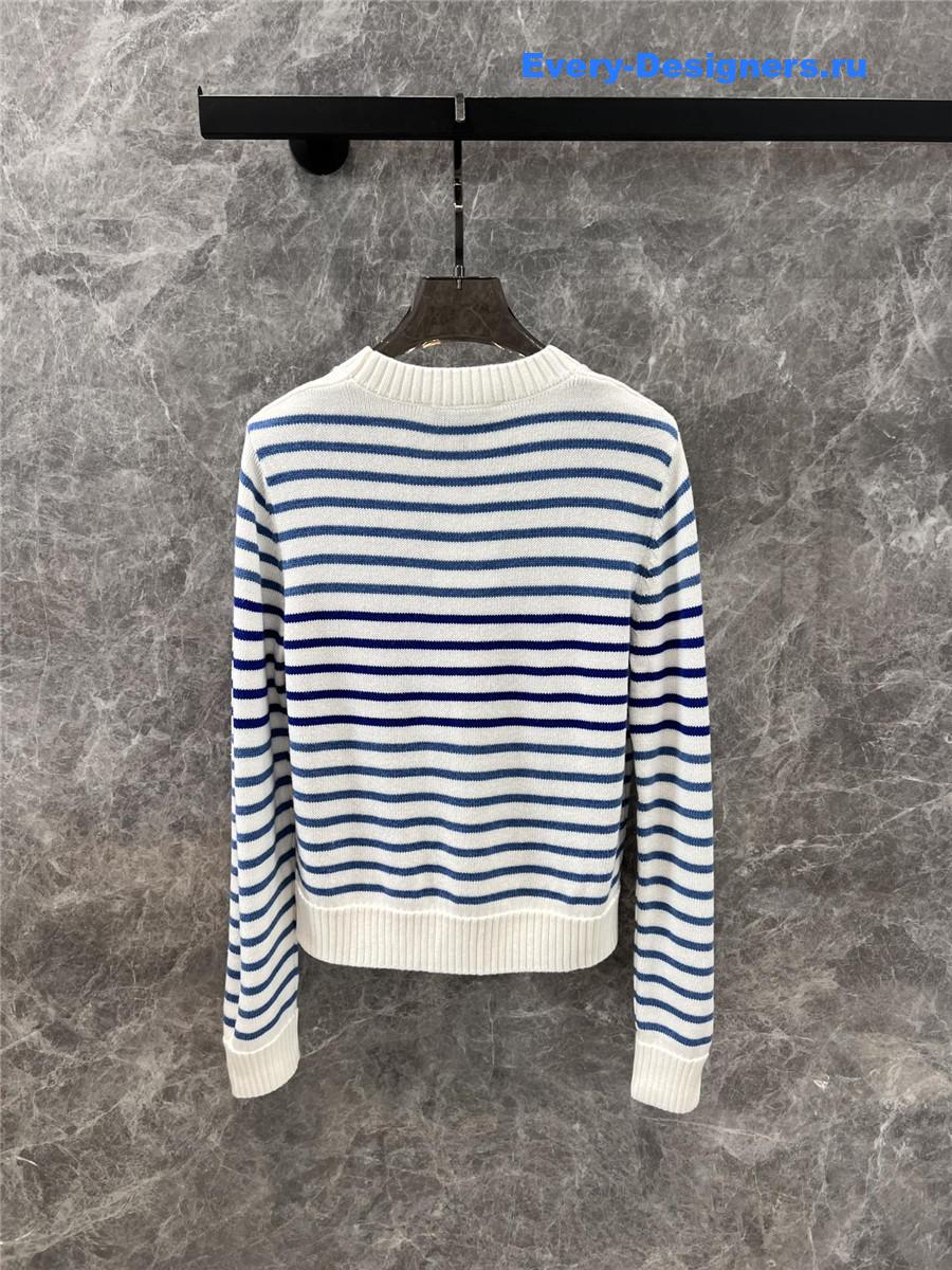 Va1e*ntin0 striped knitted long sleeve sweater