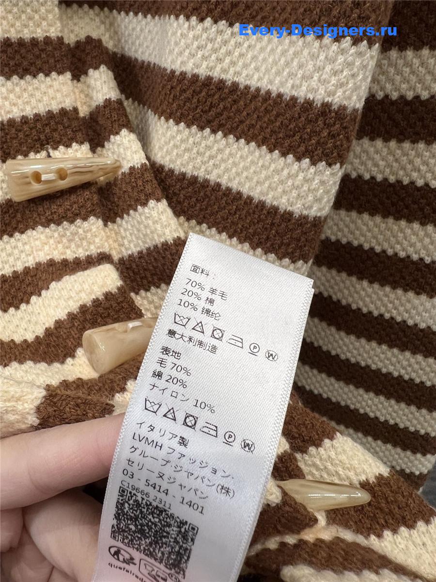 Ce1i*e striped stand collar wool coat