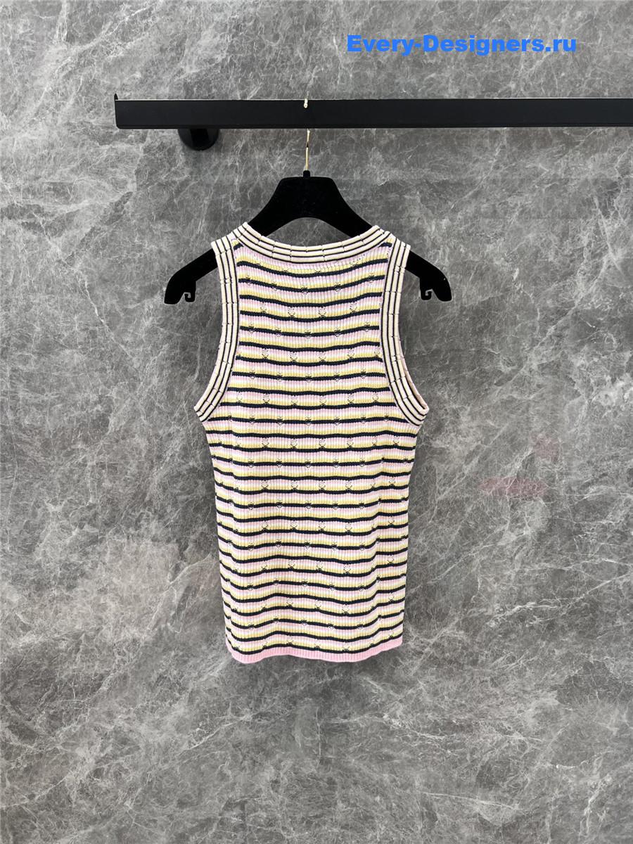 Ch**el logo striped knit vest