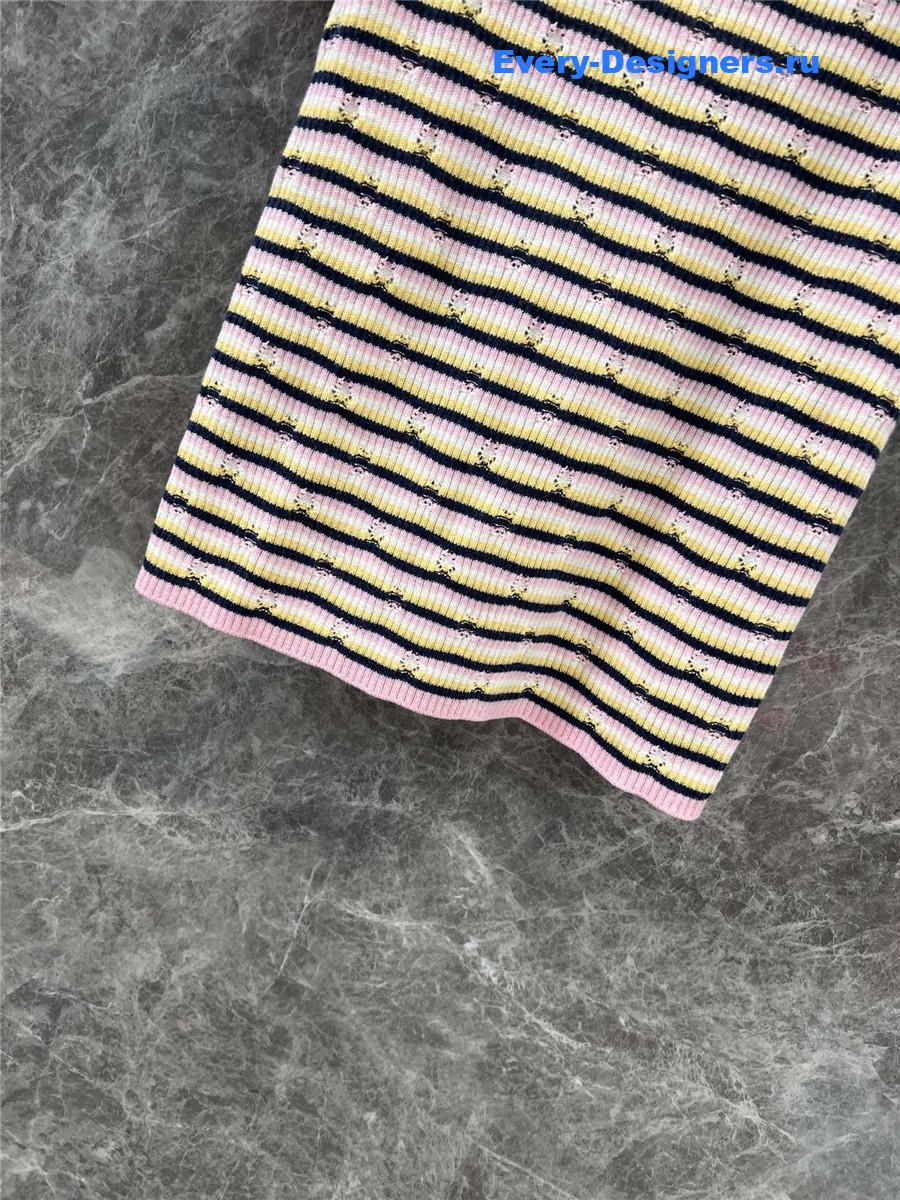 Ch**el logo striped crew neck knit top