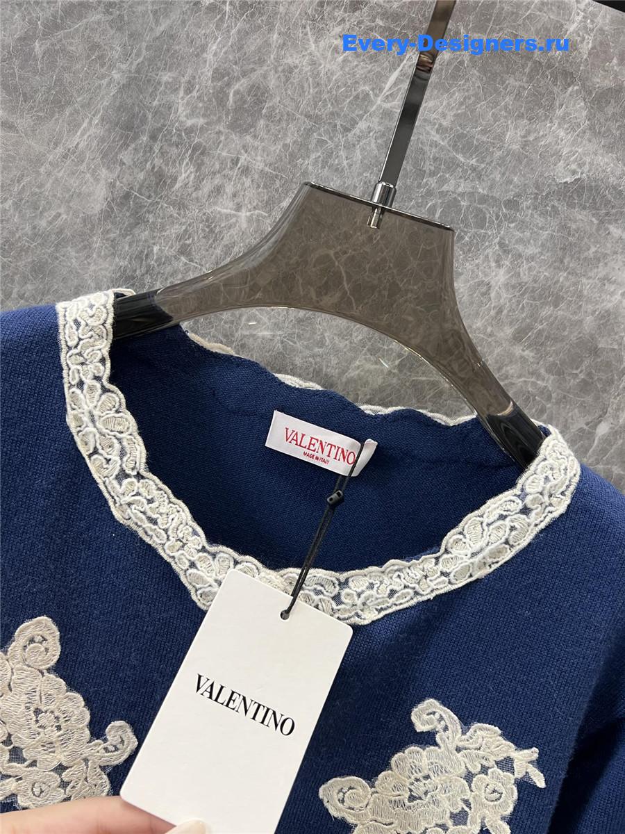 Va1e*ntin0 garavani lace-trim cardigan in blue