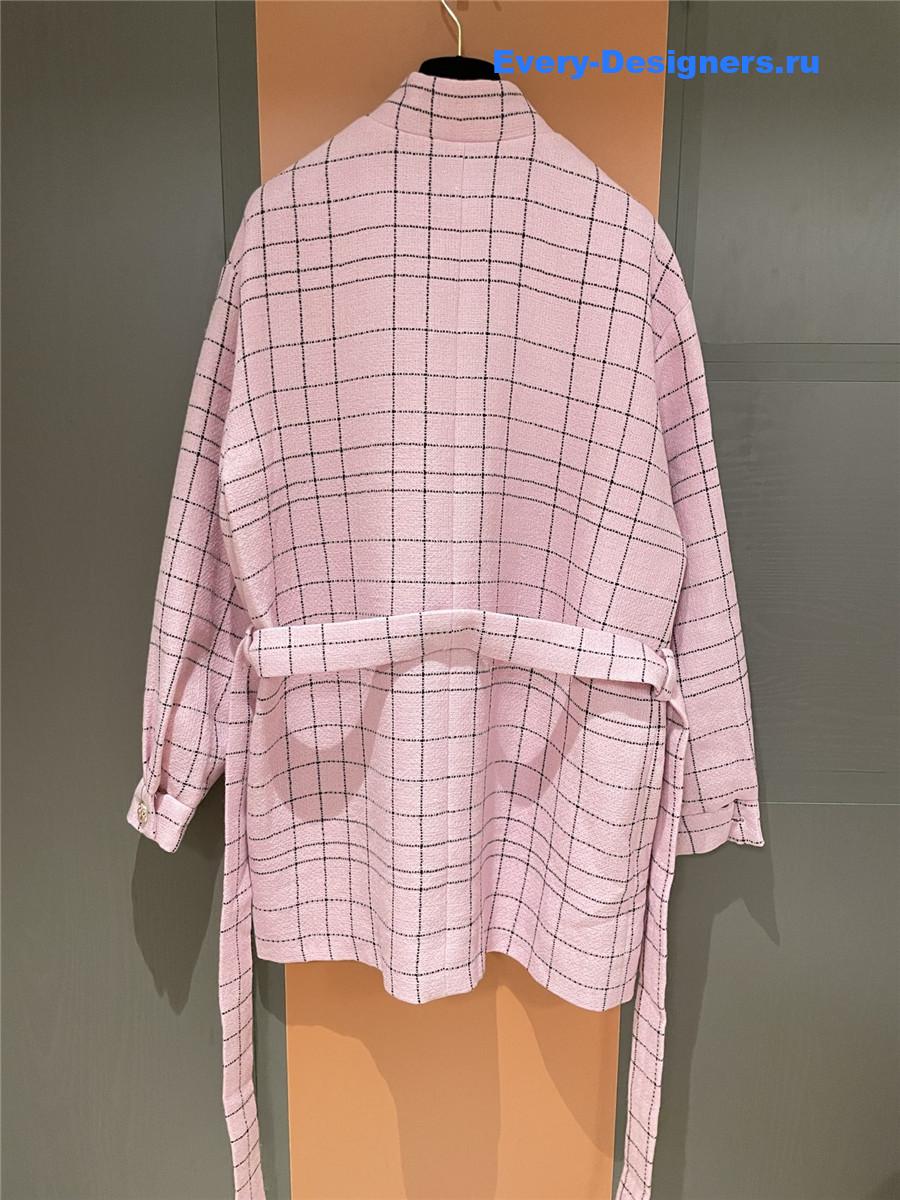 Ch**el pink check wool twill jacket
