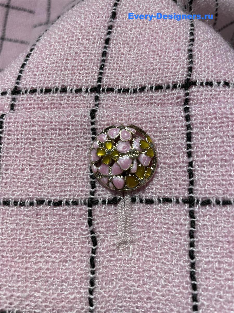 Ch**el pink check wool twill jacket