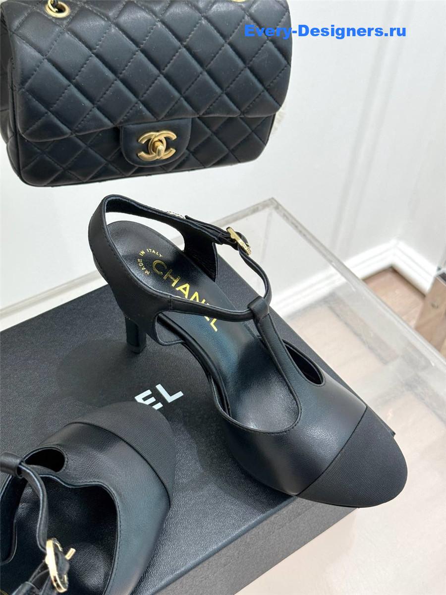Ch**el t-strap lambskin high heel sandals