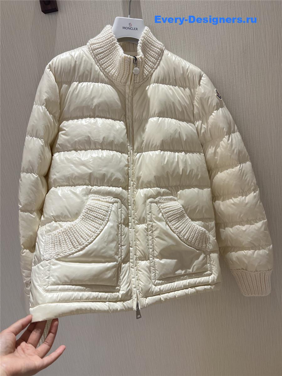 Moncler Knitted Cream Down Jacket