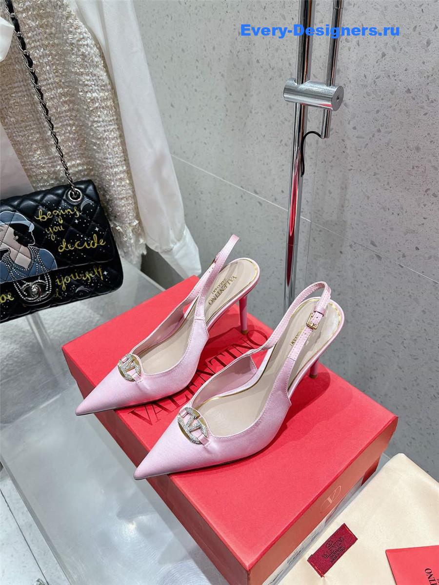 Va1e*ntin0 garavani vlogo satin slingback pumps