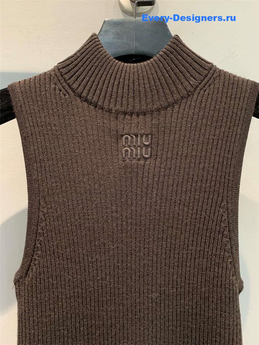 Miu Miu Ribbed Knit Wool Turtleneck Top