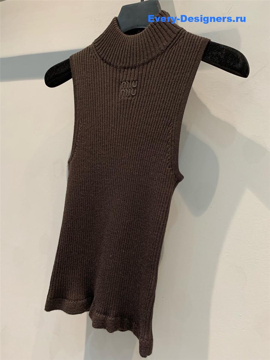 Miu Miu Ribbed Knit Wool Turtleneck Top