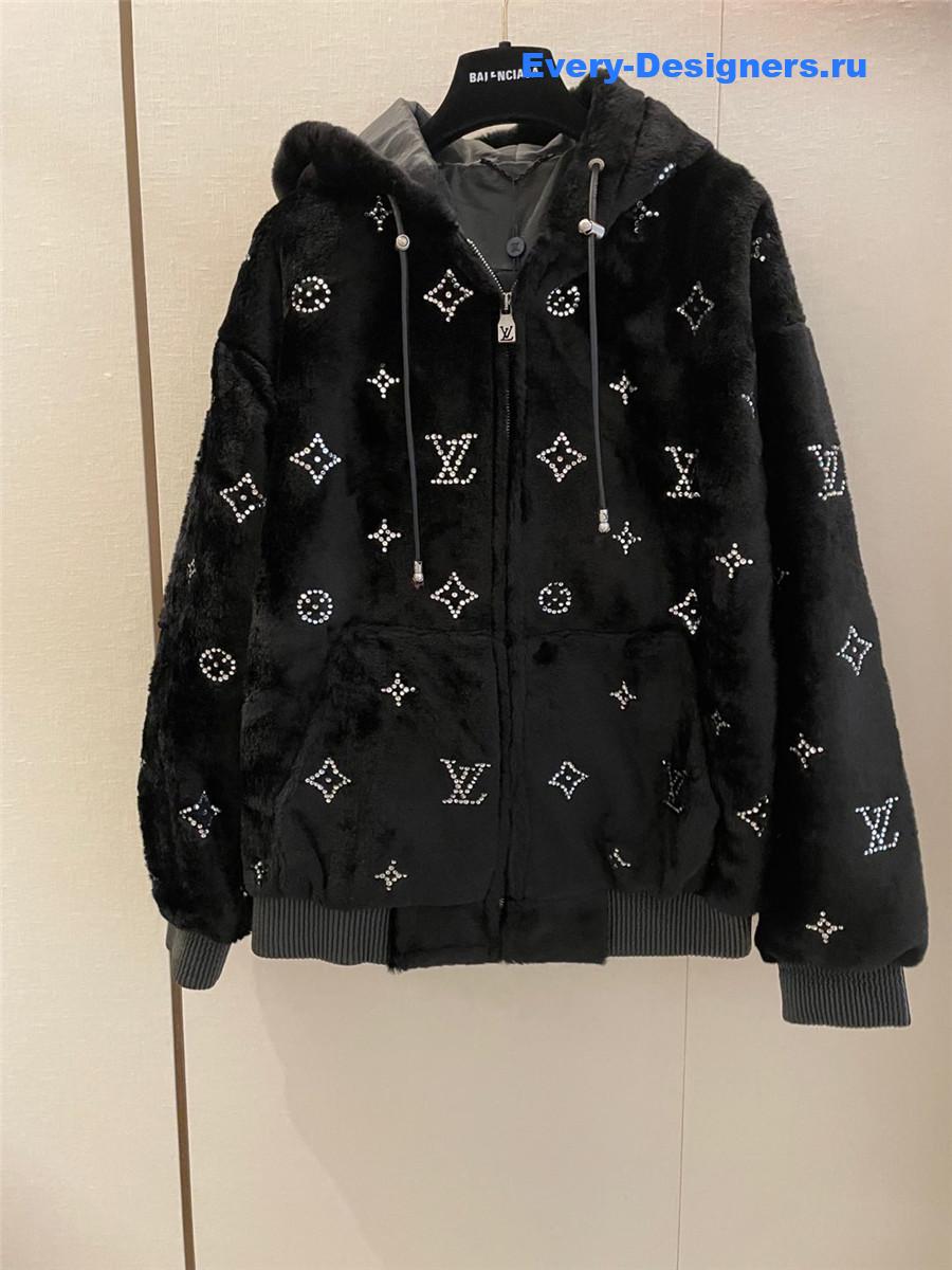 l0vis Vvtt0n logo rhinestone zip-up hooded jacket