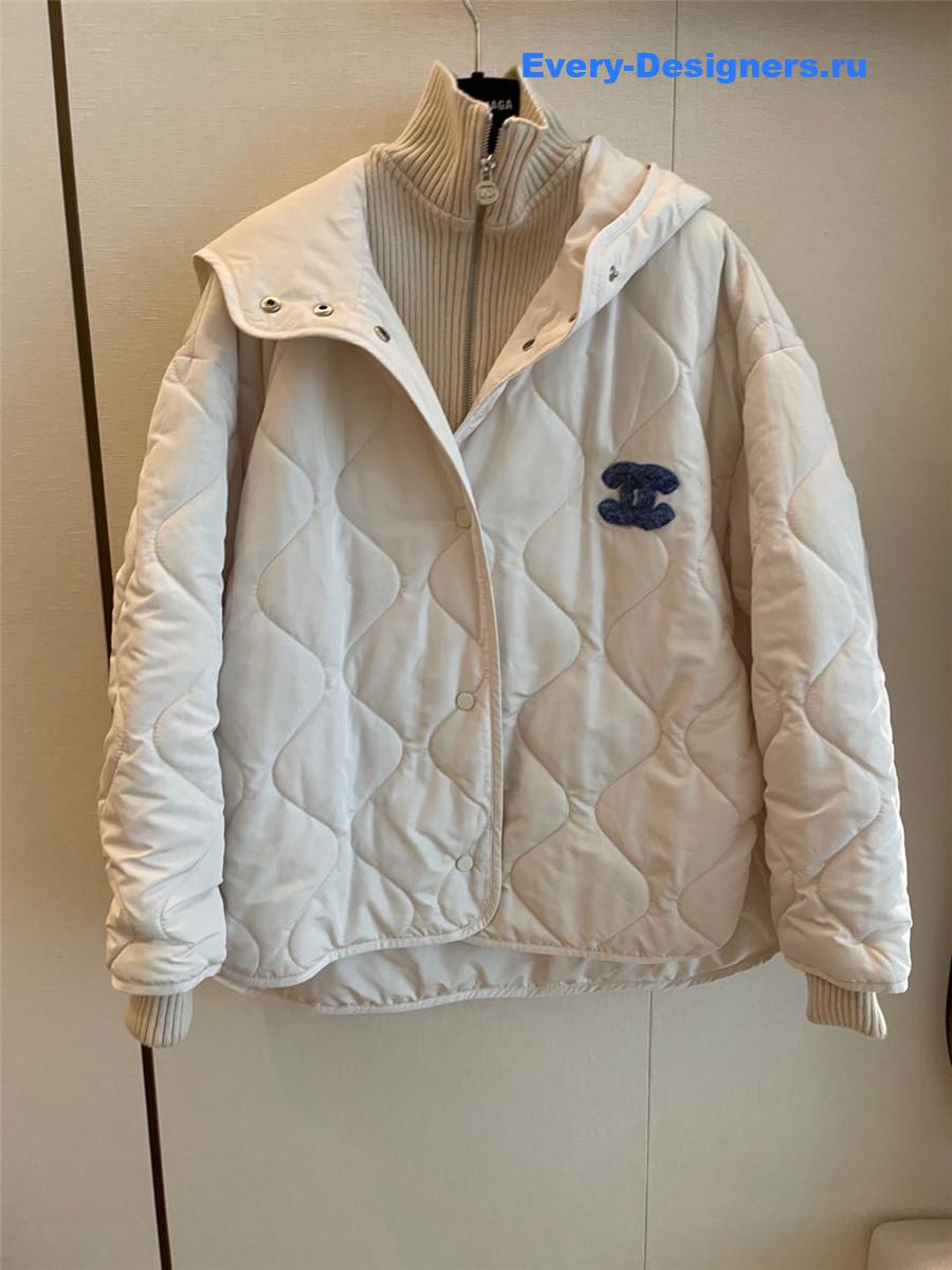 Ch**el knitted stand collar zipper cotton jacket