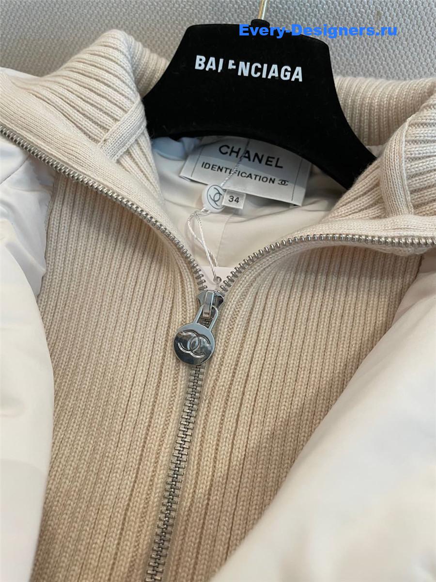 Ch**el knitted stand collar zipper cotton jacket