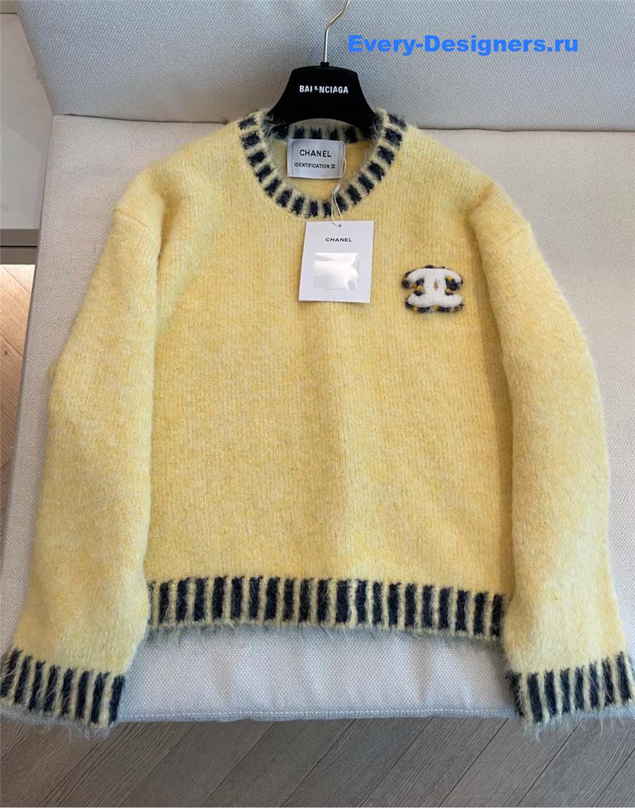Ch**el mohair crew neck yellow sweater