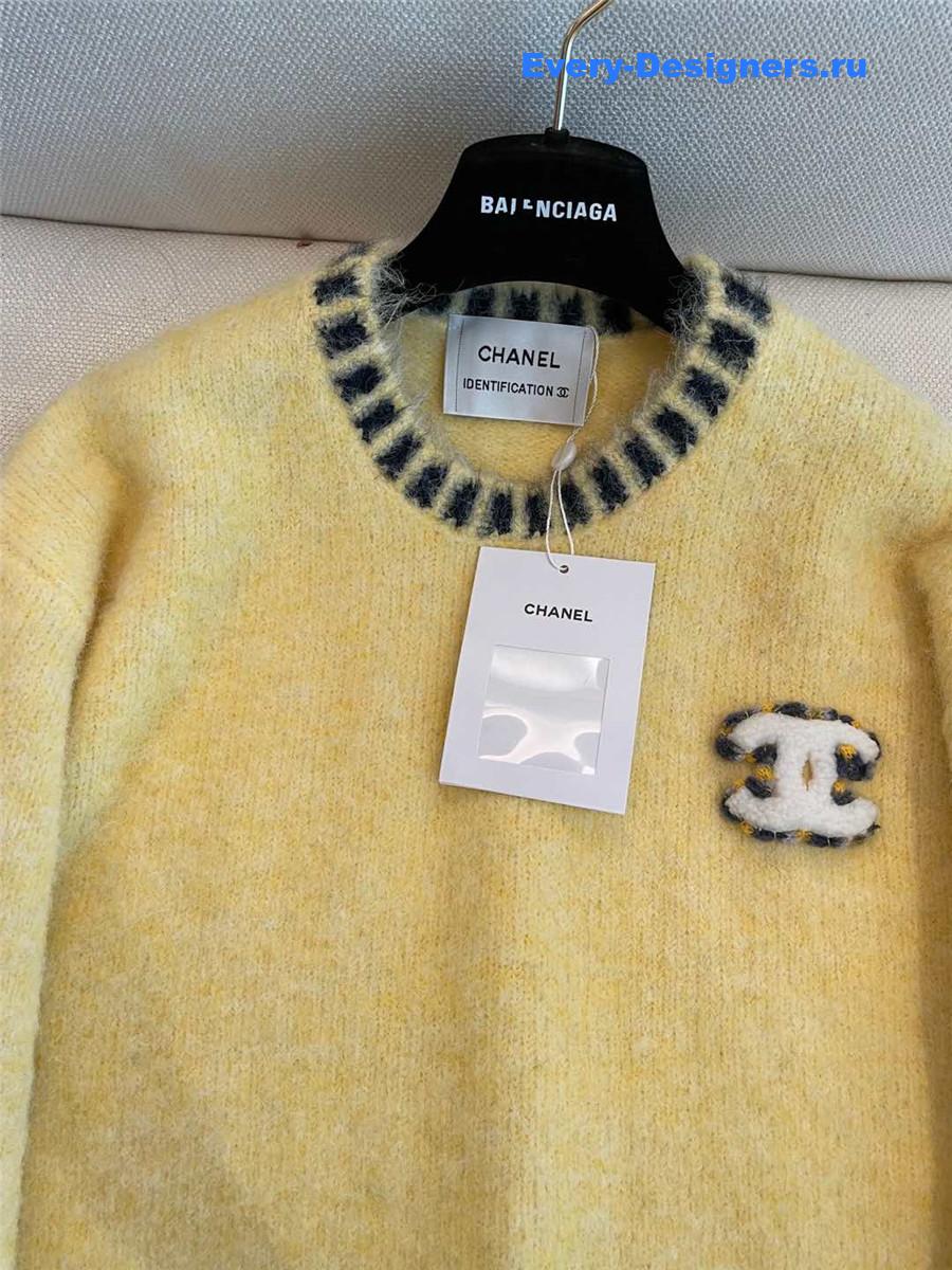 Ch**el mohair crew neck yellow sweater