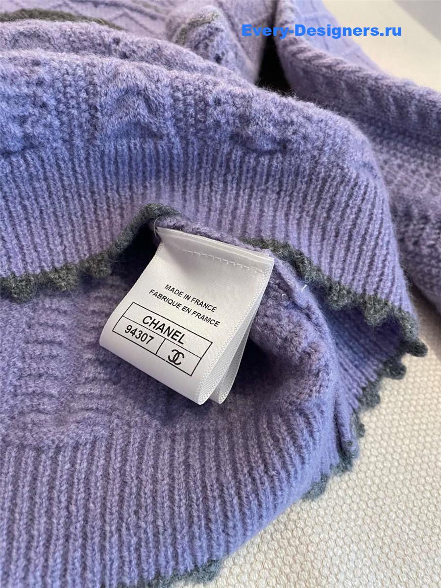 Ch**el crew neck knitted cardigan purple
