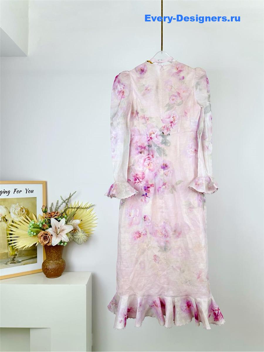 Zimm Crush Flower Midi Dress in Purple Floral