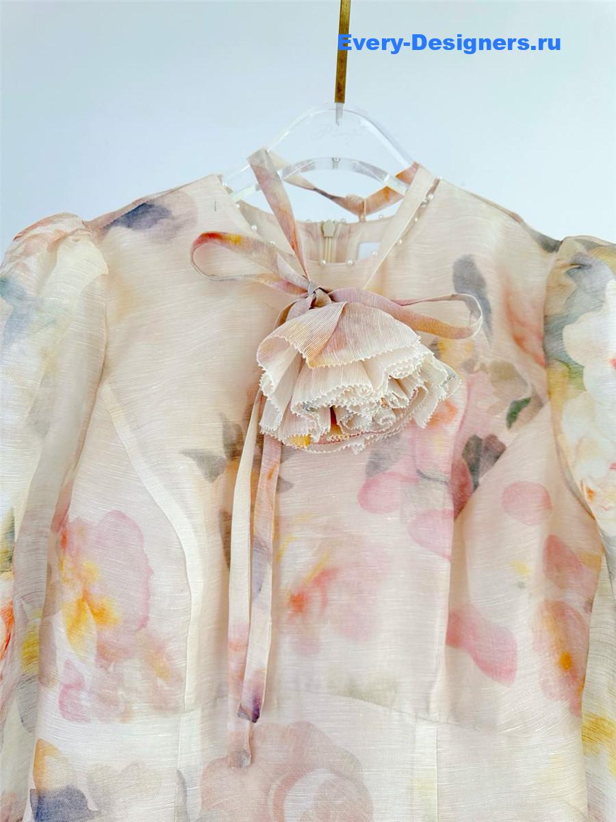 Zimm Crush Pink Floral Midi Dress