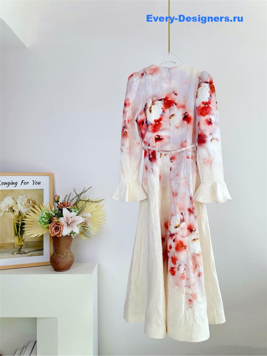 Zimm Crush Frill Sleeved Midi Dress