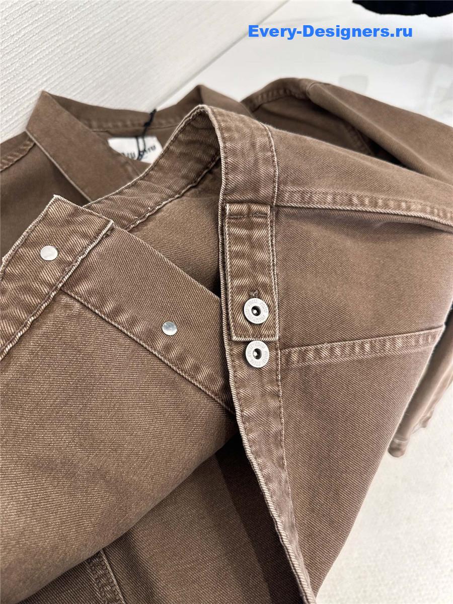 Miu Miu Brown Garment-Dyed Denim Blouson