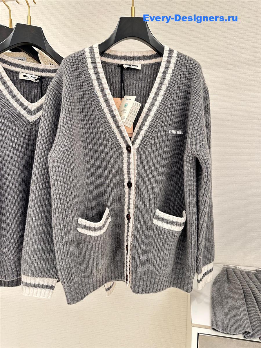 Miu Miu Wool Cashmere Grey Cardigan