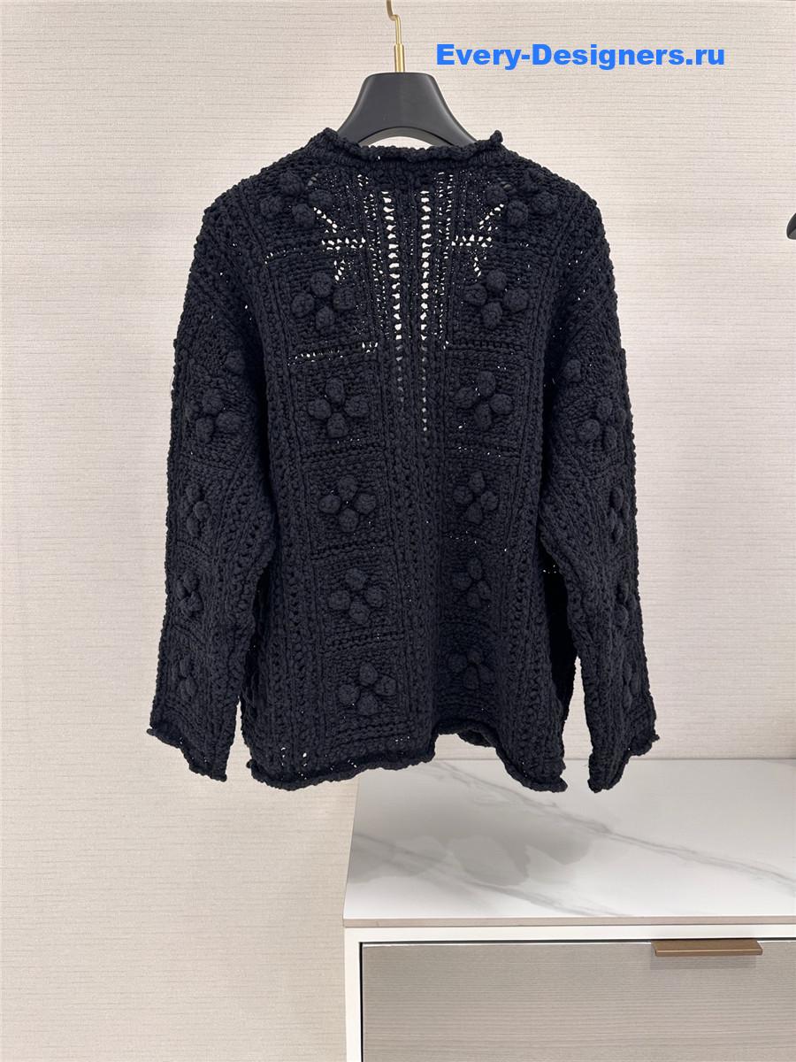 Ch**el black v-neck cutout cardigan